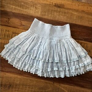 Sky Blue Smocked Women's A-Line Skirt